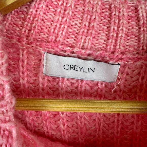 Greylin Womens Ruth Ruffle Shoulder Chunky Knit Sweater‎ in Pink Sz S | Feminine - Picture 10 of 15